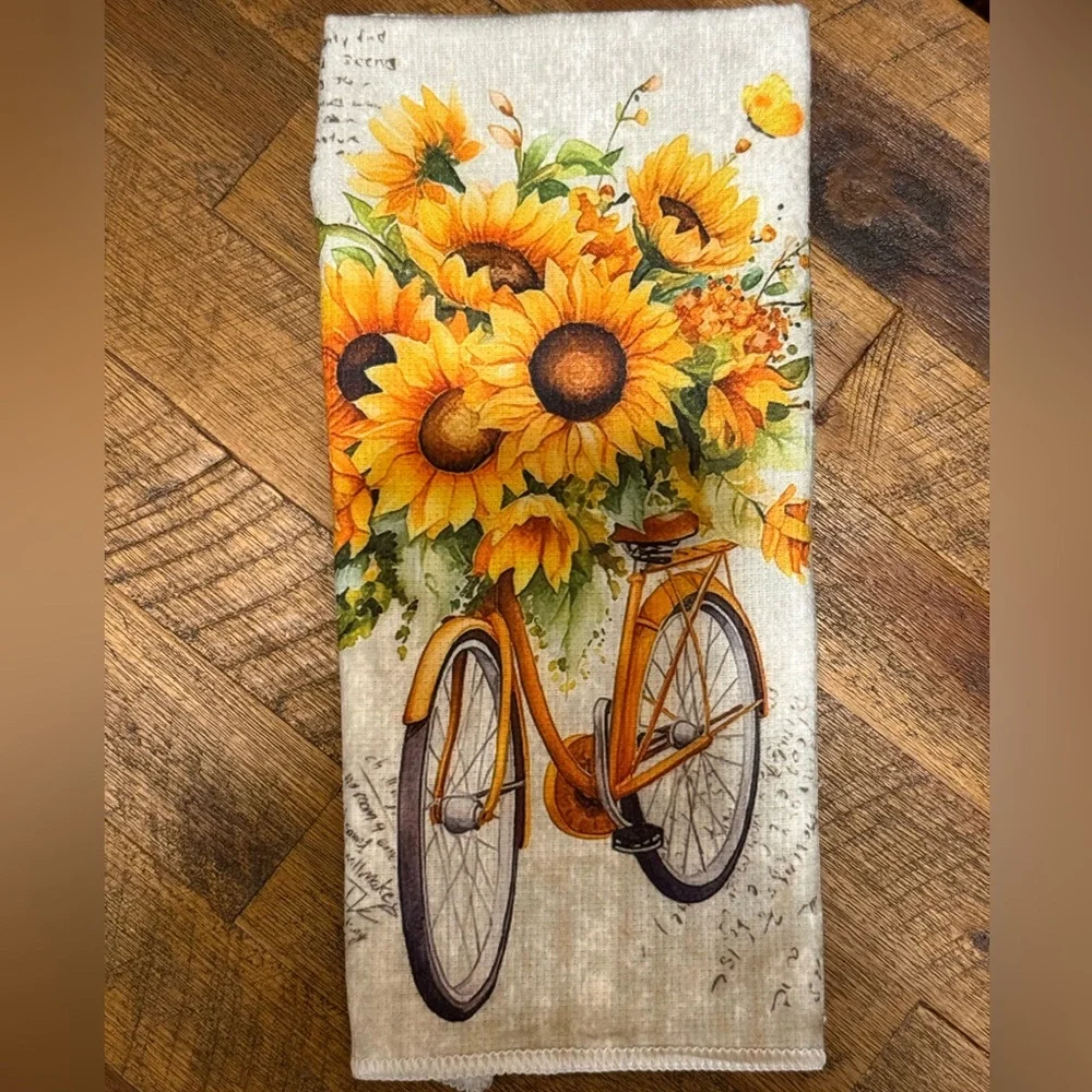 Sunflower 🌻 Kitchen Towel Set. Wood Serving Spoons, Silicone  Spatula. NWT